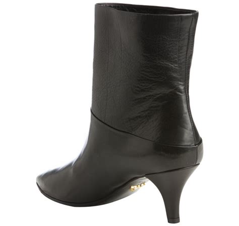 prada black leather pointed-toe w fringe|Black Leather Boots .